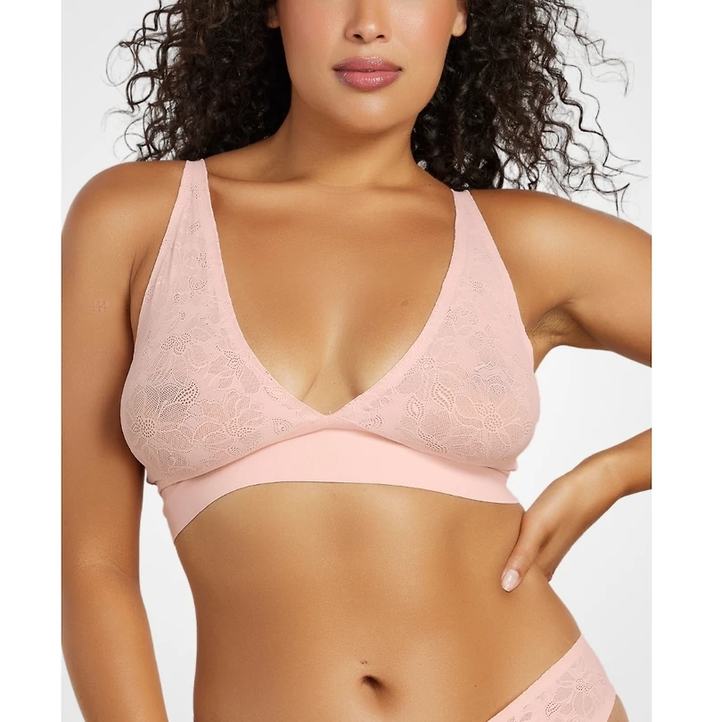 Siella Women's Soft Lace Plunge Non-padded Bra