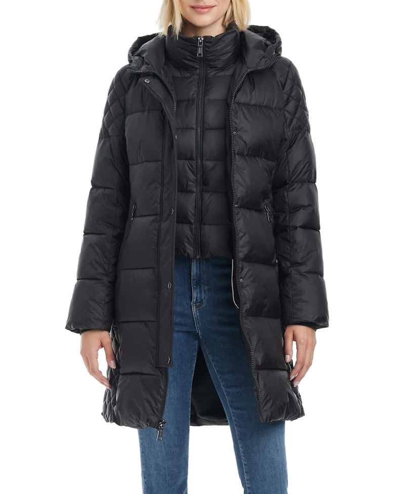 Vince Camuto Women's Cire Mid-Length Fitted Puffer Coat