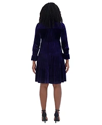Jessica Howard Women's Velvet Smocked-Sleeve Flounce-Hem Dress