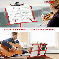 5 Core Music Stand Adjustable Desktop Book Stands Portable Sheet Holder All Metal Foldable Bookstand