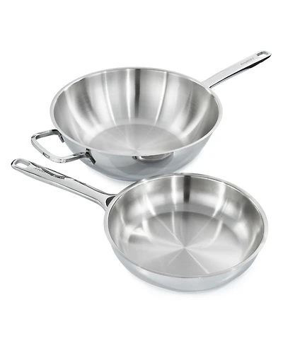 BergHOFF DiNA Helix 2pc Recycled 18/10 Stainless Steel Stir Fry Cookware Set