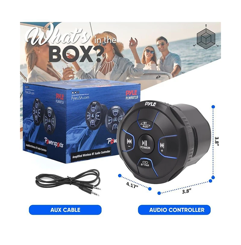 Pyle Amplified Wireless Bluetooth Audio Controller, Waterproof, 800 Watt