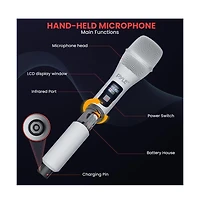 Pyle Uhf Wireless Microphone System, 2 Usb Rechargeable Handheld Mics, Fixed Frequency