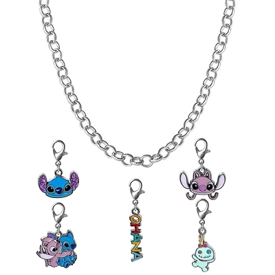 Disney Stitch Interchangeable Diy Charm Necklace Set - Giftable Ohana, Angel, Stitch, Scrump