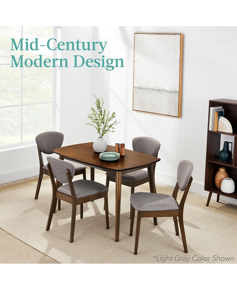 Best Choice Products 5-Piece Compact Wooden Mid-Century Modern Dining Set w/ 4 Chairs, Padded Seat & Back