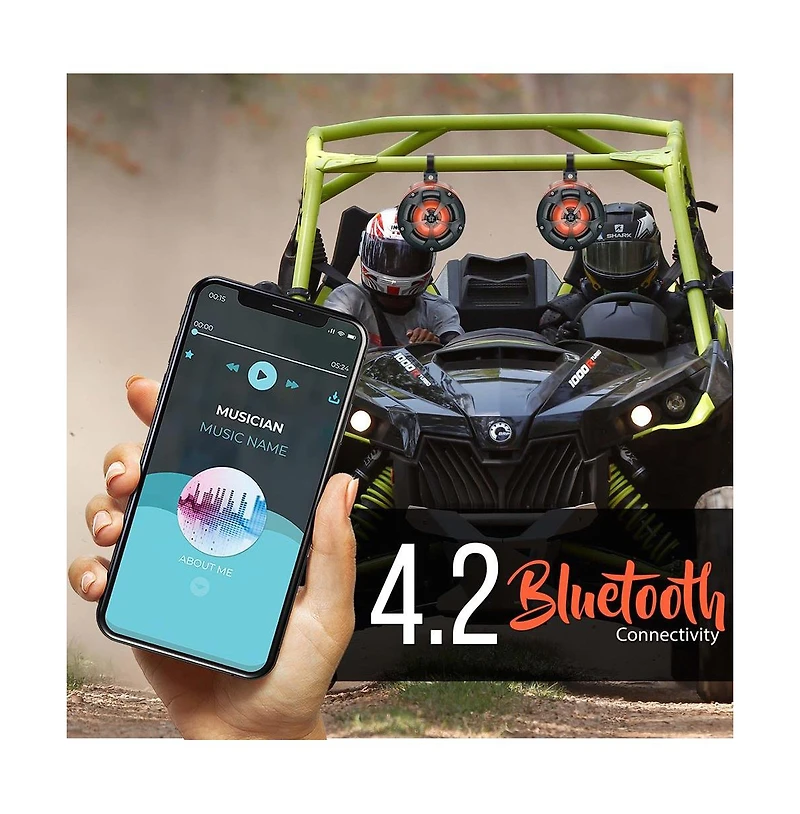 Pyle 4" Waterproof Off-Road Bluetooth Speakers, 800 Watt, Rgb Lights, Remote Control