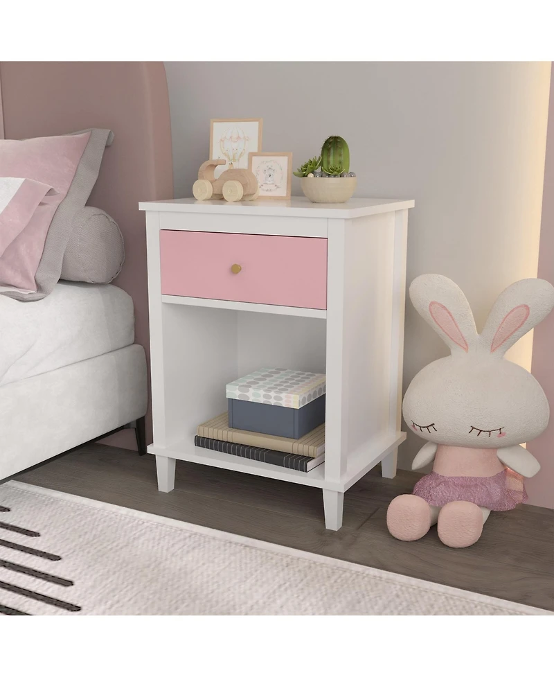 Slickblue Wooden Nightstand with 1 Drawer and 1 Shelf for Kids and Adults