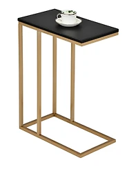 Kings Brand Furniture C-Shaped End Table Side Table for Sofa and Bed Couch Table Tv Tray for Bedroom and Living Room (Gold/Black)