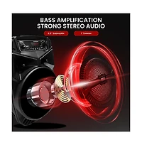 Pyle 6.5” Bluetooth Portable Pa Speaker With Rechargeable Battery, Party Lights & Fm Radio, 240 Watt
