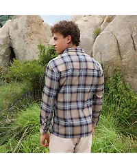 Men's Icy Blue & Saltbox Beige Tartan Plaid Utility Shirt