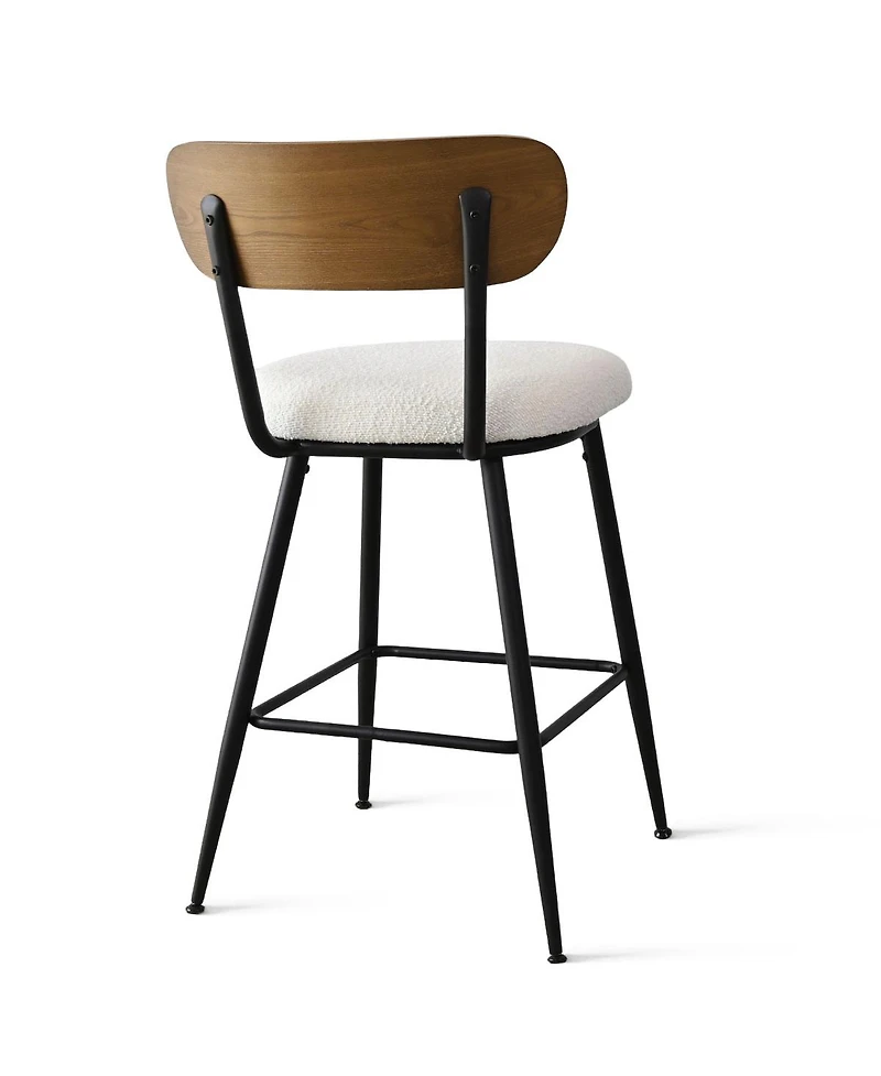 Rattan Boucle Armrest Counter Stool Set Of 4-Maison