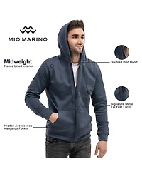 Mio Marino Men's Premium Zip-Up Hoodie for Men with Smooth Silky Matte Finish & Cozy Fleece Inner Lining Sweater Hood