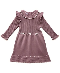 Blueberi Boulevard Infant and Toddler Crochet Trim Flutter Sleeve Sweater Dress