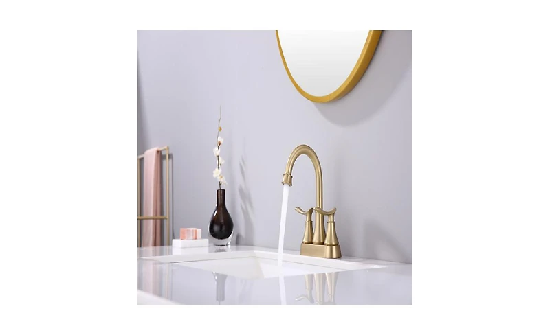 Slickblue 2-Handle 4-Inch Brushed Gold Bathroom Faucet Elegant and Stylish Design