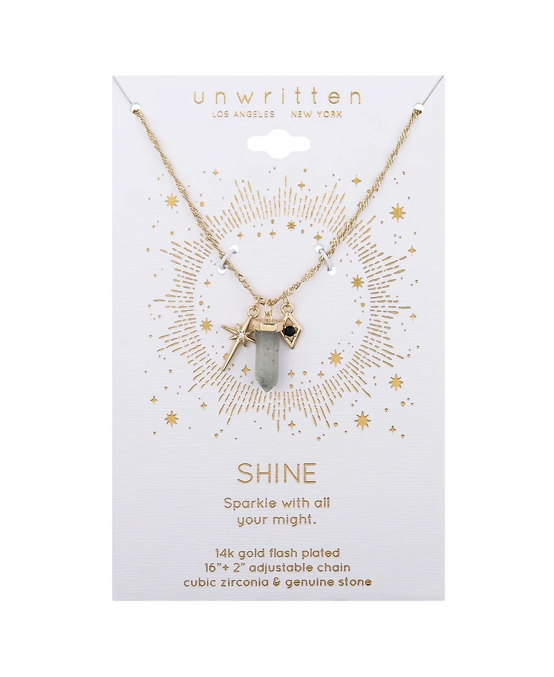 Unwritten Cubic Zirconia Star and Evil Eye Sodalite Crystal Charm Pendant Necklace