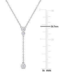 Moissanite Bezel 17" Lariat Necklace (1/3 ct. t.w.) in Sterling Silver