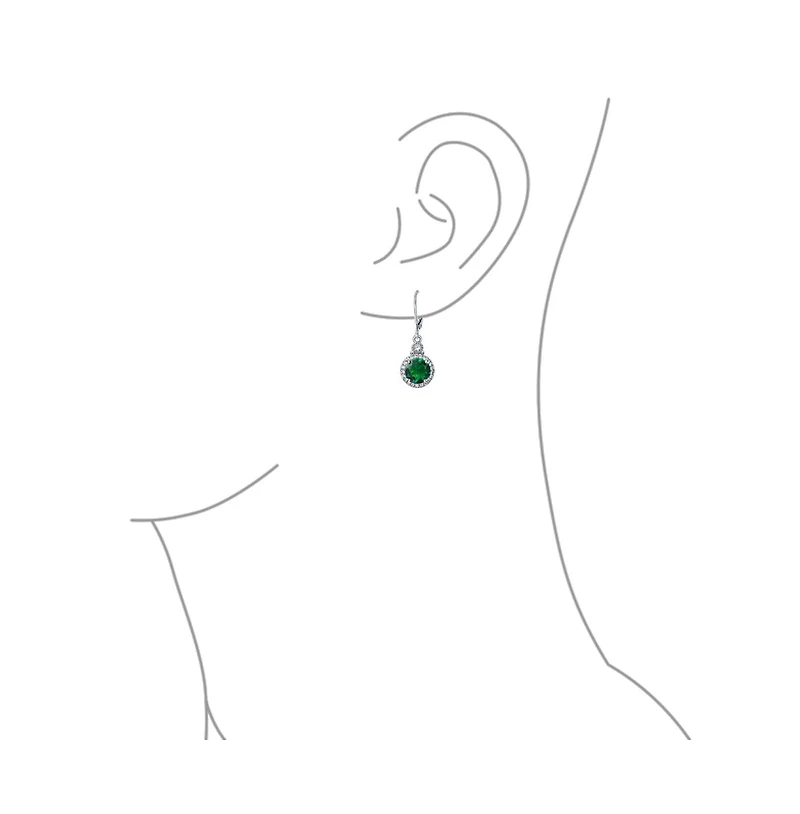 Bling Jewelry 3.5CT Round Solitaire Cubic Zirconia Halo Lever back Dangle Drop Earrings Silver Plated