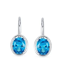 Bling Jewelry Cubic Zirconia Purple 3.60 Ct. Oval 9MM X 7MM Cz .925 Sterling Silver Filigree Style Dangle Drop Earrings Lever Back