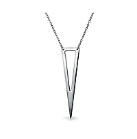 Bling Jewelry Minimalist Triangle Geometric Pendant Necklace in Sterling Silver