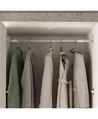 Famapy Brown Paint Big Wardrobe Armoires With Mirror,Drawers,Shelves