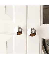 Famapy Brown Paint Big Wardrobe Armoires With Mirror,Drawers,Shelves