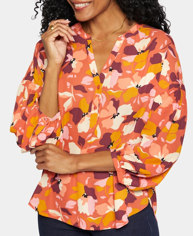 Nydj Women's Paulina Peasant Split Neck Top