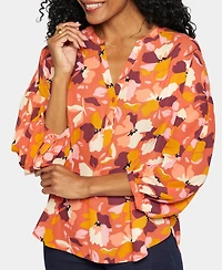 Nydj Women's Paulina Peasant Split Neck Top