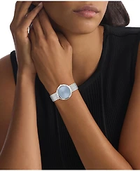 Calvin Klein Women Twisted Bezel Silver Stainless Steel Bracelet Watch 34mm