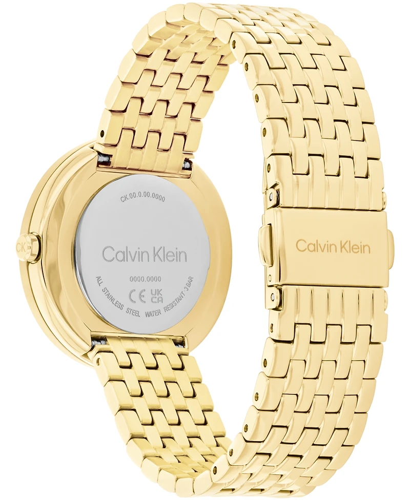 Calvin Klein Women Twisted Bezel Gold-tone Stainless Steel Bracelet Watch 34mm