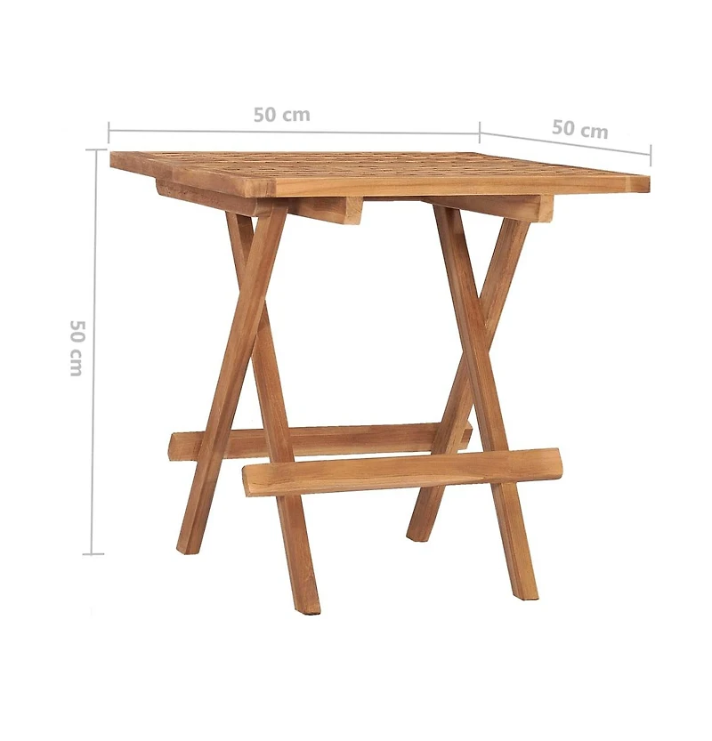vidaXL Folding Patio Table 19.7"x19.7"x19.7" Solid Teak Wood