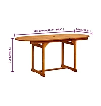 vidaXL Garden Dining Table (47.2"-66.9")x31.5"x29.5" Solid Acacia Wood