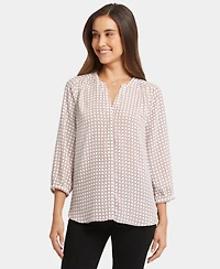 Nydj Women's Pintuck Split Neck Top