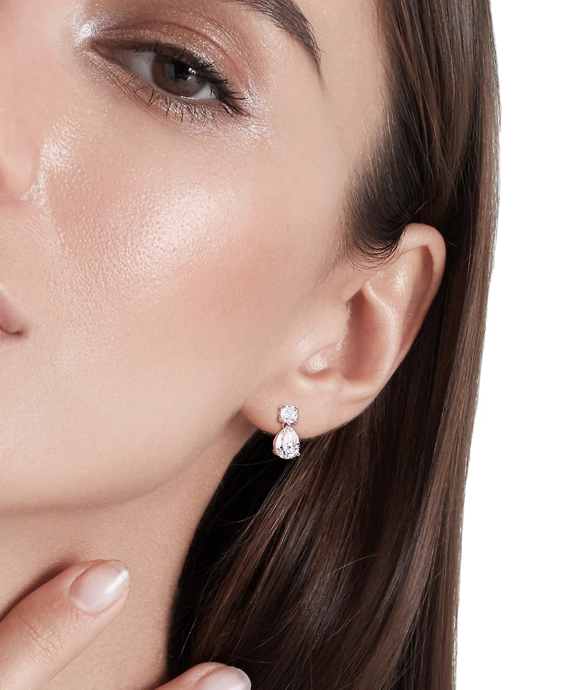 Moissanite Pear & Round Drop Earrings (5 ct. t.w.) in Sterling Silver