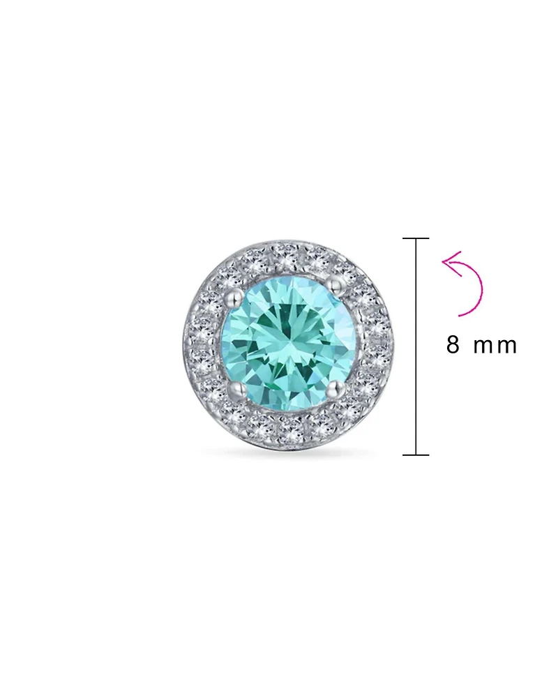 Bling Jewelry Colorful Cz Halo Solitaire Stud Earrings Rose Gold Sterling Silver