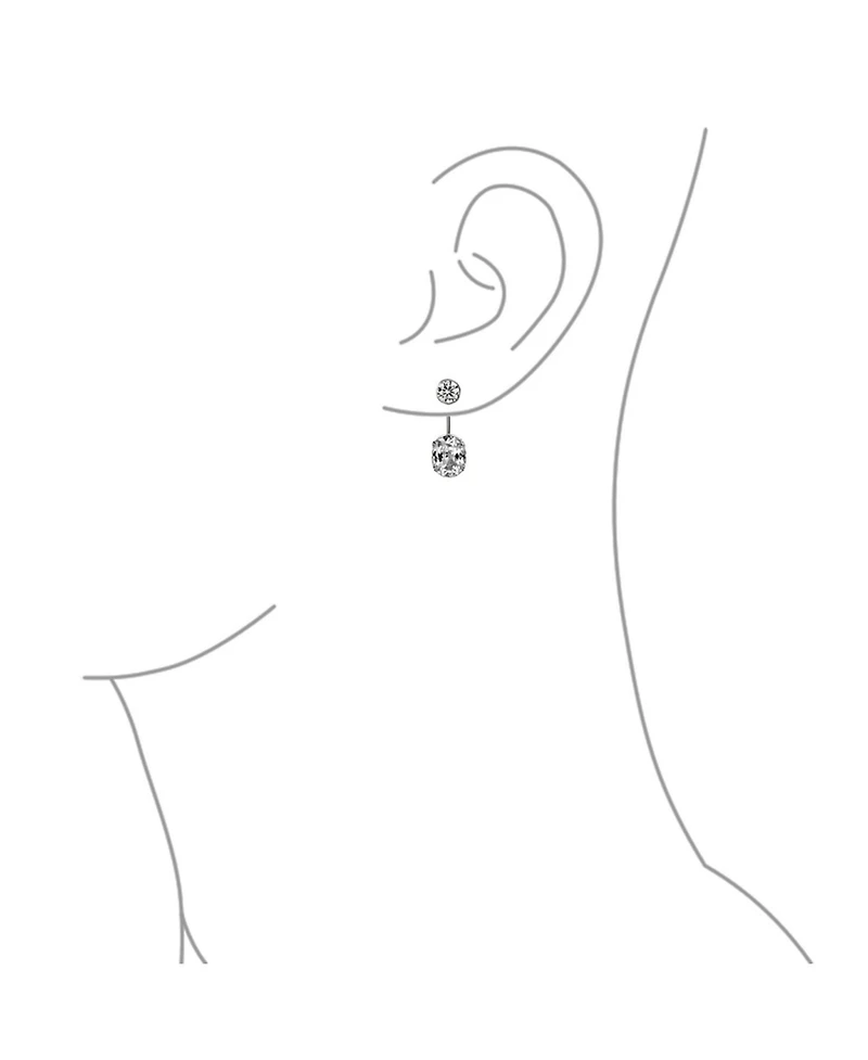 Bling Jewelry Modern Classic Minimalist Solitaire Cubic Zirconia Front Cz Back Ear Jackets Stud Earrings .925 Sterling Silver