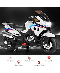 12V Kids Ride On Motorcycle Electric Motor Bike w/ Training Wheels & Light