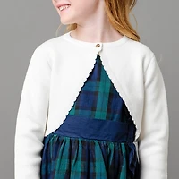 Hope & Henry Girls Organic Cropped Milano Stitch Dressy Cardigan