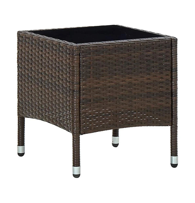 vidaXL Patio Table Brown 15.7"x15.7"x17.7" Poly Rattan