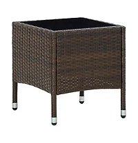 vidaXL Patio Table Brown 15.7"x15.7"x17.7" Poly Rattan