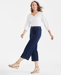 Style & Co Women's High-Rise Wide-Leg Crop Jeans, Created for Macy's
