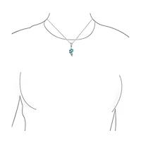 Bling Jewelry Vacation Blue Created Opal Inlay Nautical Tropical Beach Sand Conch Sea Shell Pendant Necklace .925 Sterling Silver
