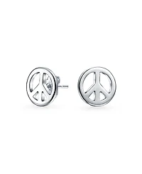 Bling Jewelry Minimalist World Peace Sign Pendant Necklace in Gold Plated Sterling Silver