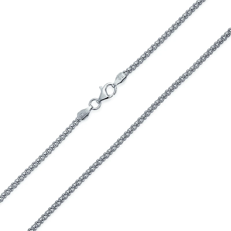 Bling Jewelry Bali Style Popcorn Coreana Chain Necklace .925 Sterling Silver Slender