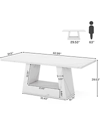 Tribesigns Modern Computer Desk, 63-Inch Large Office Simple Style Executive Desk Study Table with Sturdy Base, Wooden Faux Marble Writing