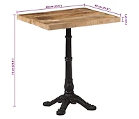 vidaXL Bistro Table 23.6"x23.6"x30.3" Rough Mango Wood