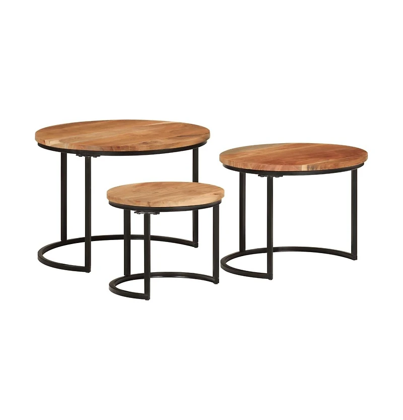 vidaXL Nesting Tables 3 pcs Solid Wood Acacia