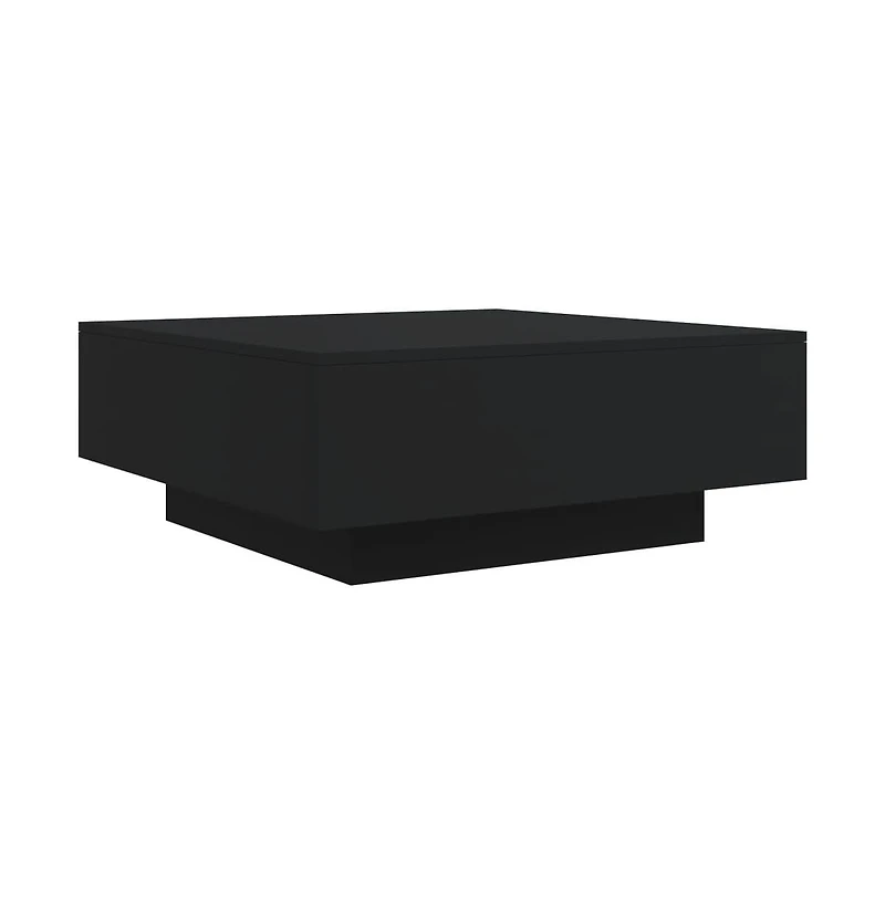 vidaXL Coffee Table with Led Lights Black 31.5"x31.5"x12.2"