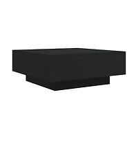 vidaXL Coffee Table with Led Lights Black 31.5"x31.5"x12.2"