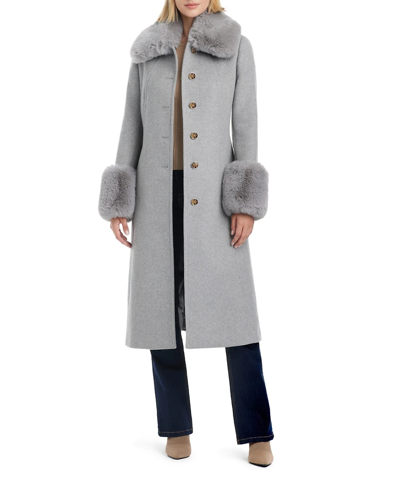 Vince Camuto Women's Single-Breasted Maxi Coat W/ Detachable Faux Fur