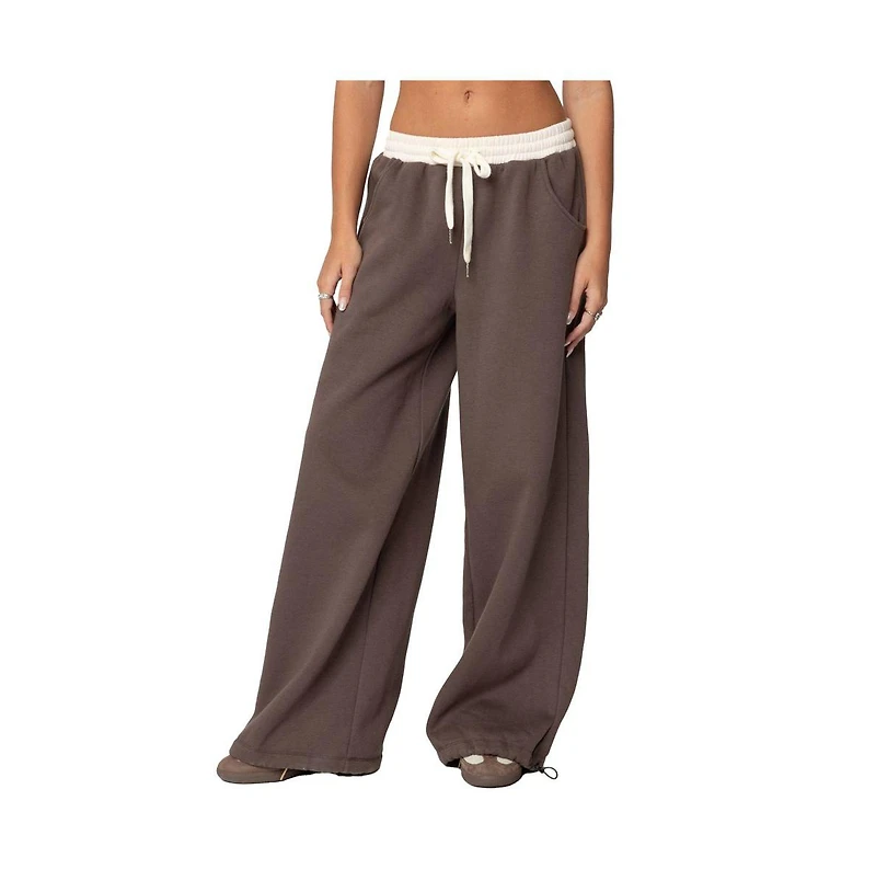 Edikted Womens Mikki Wide Leg Sweatpants